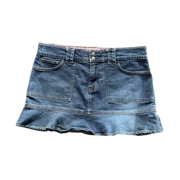 Vintage 2004 Old Navy Ruffle Mini Denim Skirt size 8 - Picture 1 of 8